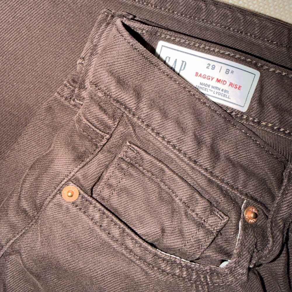 GAP baggy mid rise jeans dark brown chocolate denim women’s size 29/8r wide leg